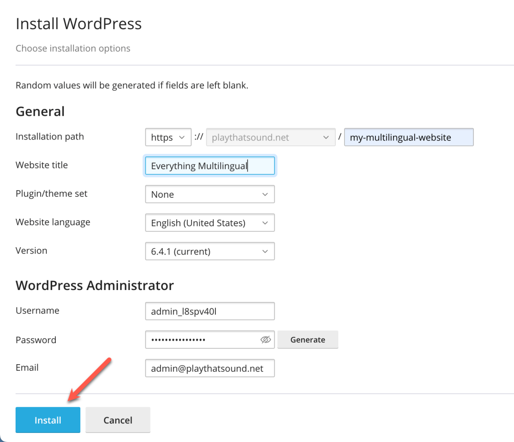 Installing WordPress in cPanel
