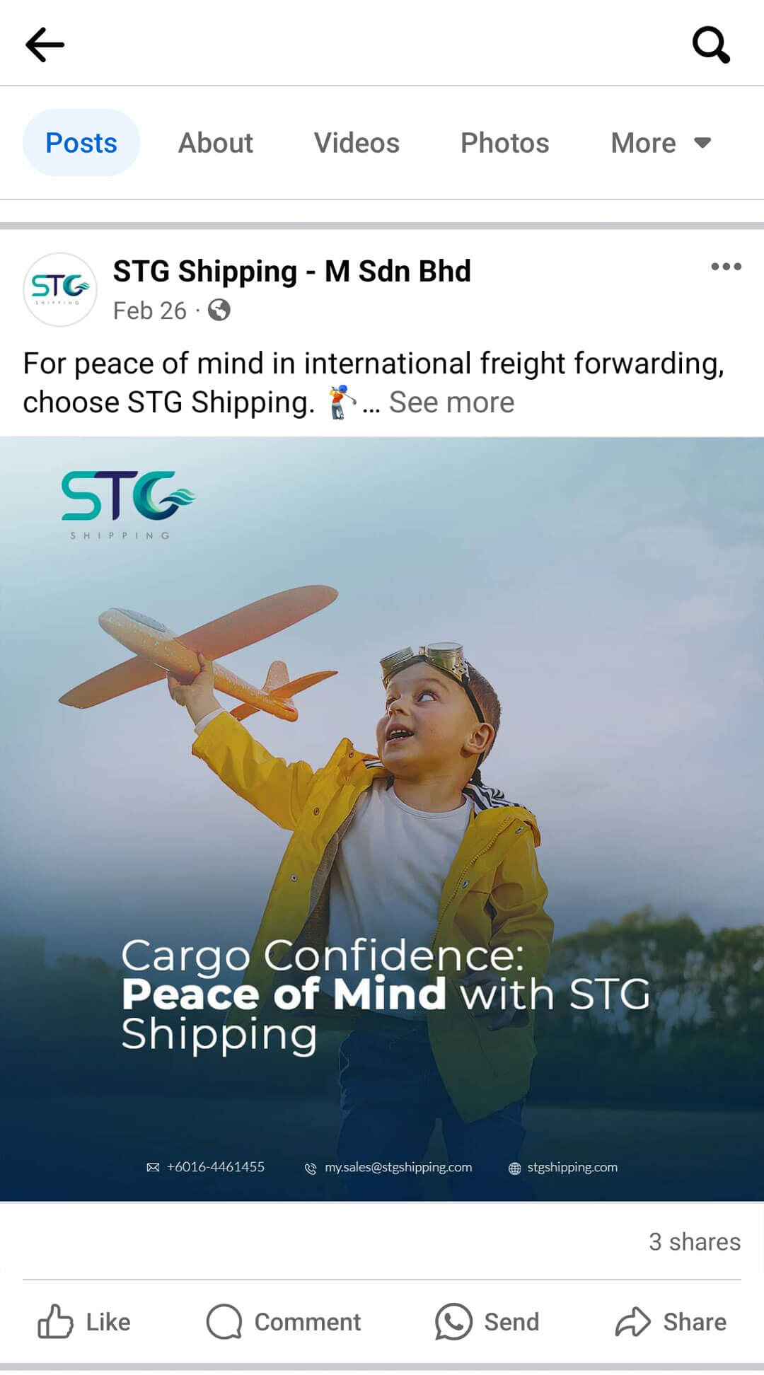 Social Media Management for STG Shipping - M Sdn Bhd