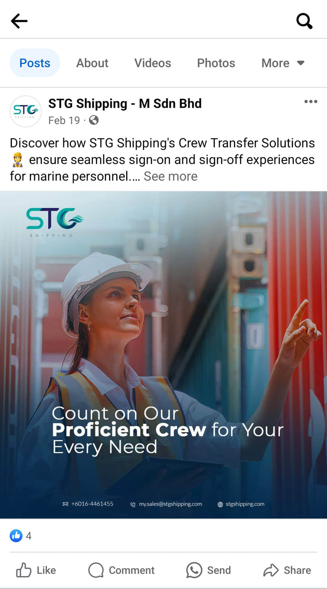 Social Media Management for STG Shipping - M Sdn Bhd